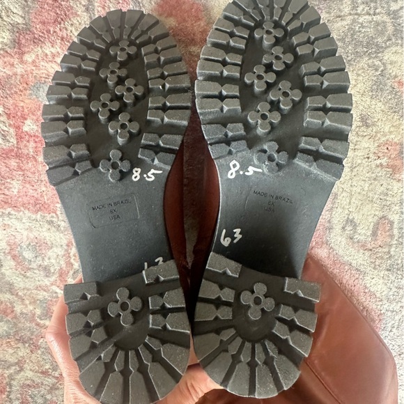 GB chunky lug sole over the knee OTK  leather brown boots size 8.5 - Picture 4 of 6